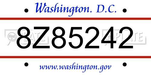 8Z85242 District Of Columbia License Plate