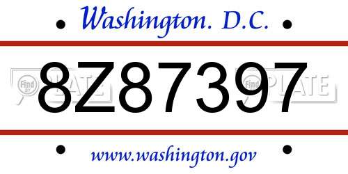 8Z87397 District Of Columbia License Plate