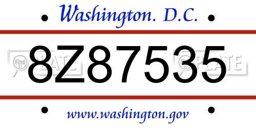 8Z87535 District Of Columbia License Plate