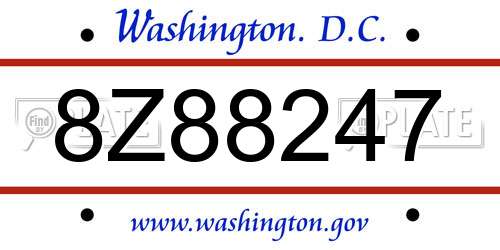 8Z88247 District Of Columbia License Plate