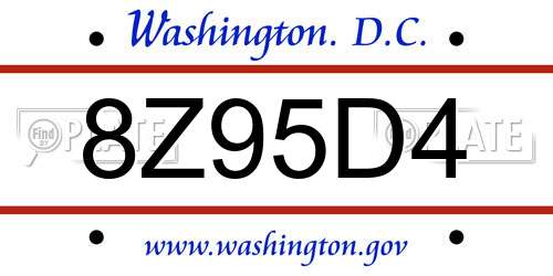 8Z95D4 District Of Columbia License Plate