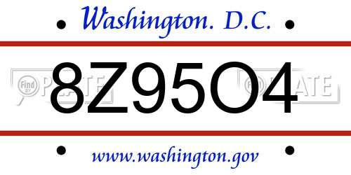 8Z95O4 District Of Columbia License Plate