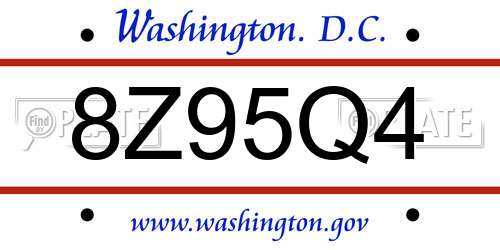 8Z95Q4 District Of Columbia License Plate