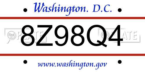 8Z98Q4 District Of Columbia License Plate