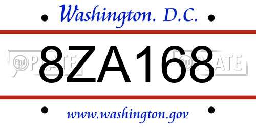 8ZA168 District Of Columbia License Plate