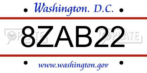 8ZAB22 District Of Columbia License Plate