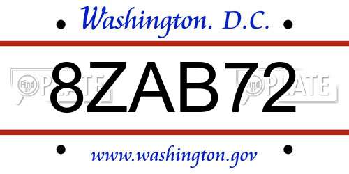8ZAB72 District Of Columbia License Plate