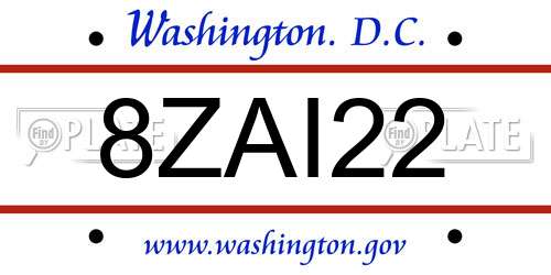 8ZAI22 District Of Columbia License Plate