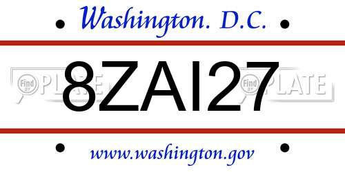 8ZAI27 District Of Columbia License Plate