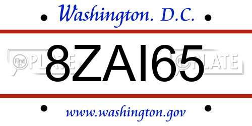 8ZAI65 District Of Columbia License Plate