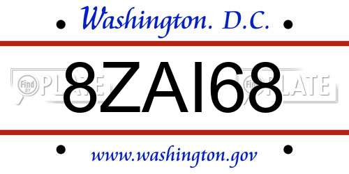 8ZAI68 District Of Columbia License Plate