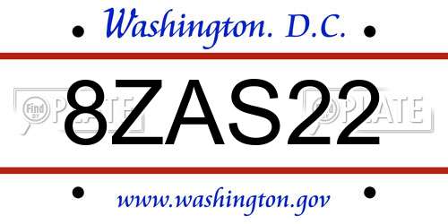 8ZAS22 District Of Columbia License Plate