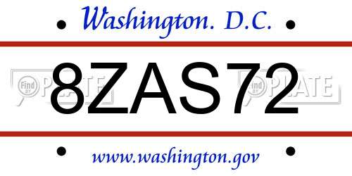 8ZAS72 District Of Columbia License Plate