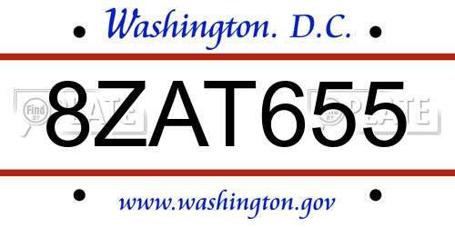 8ZAT655 District Of Columbia License Plate
