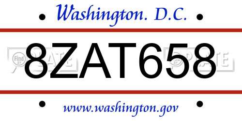 8ZAT658 District Of Columbia License Plate