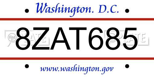 8ZAT685 District Of Columbia License Plate