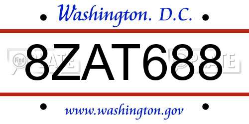 8ZAT688 District Of Columbia License Plate