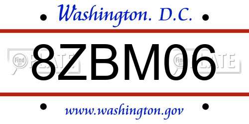 8ZBM06 District Of Columbia License Plate