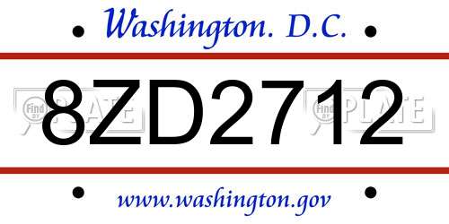 8ZD2712 District Of Columbia License Plate