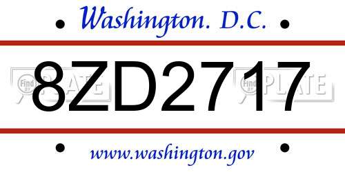 8ZD2717 District Of Columbia License Plate