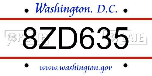 8ZD635 District Of Columbia License Plate