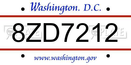 8ZD7212 District Of Columbia License Plate