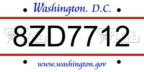 8ZD7712 District Of Columbia License Plate