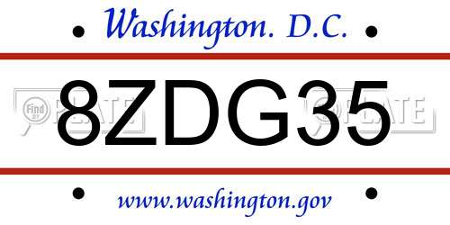 8ZDG35 District Of Columbia License Plate