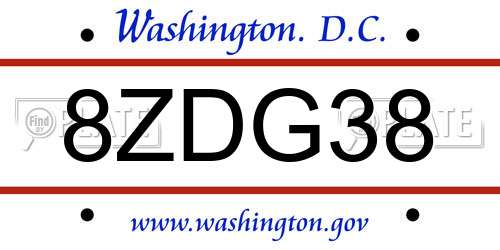 8ZDG38 District Of Columbia License Plate