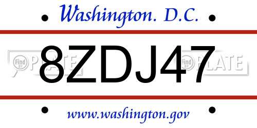 8ZDJ47 District Of Columbia License Plate
