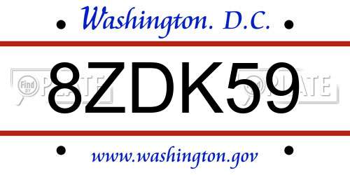 8ZDK59 District Of Columbia License Plate