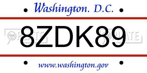8ZDK89 District Of Columbia License Plate