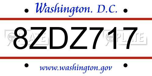 8ZDZ717 District Of Columbia License Plate