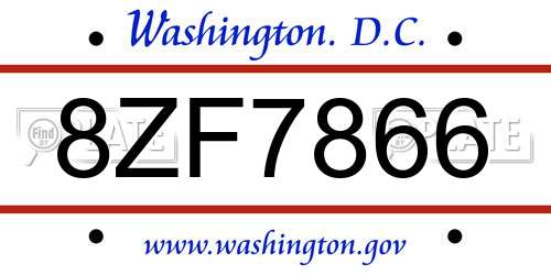 8ZF7866 District Of Columbia License Plate