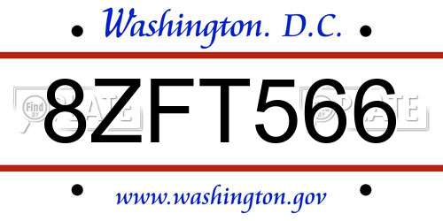 8ZFT566 District Of Columbia License Plate