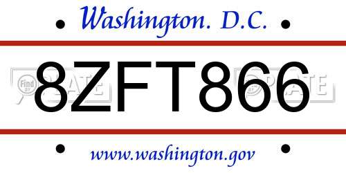 8ZFT866 District Of Columbia License Plate