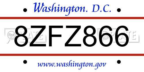 8ZFZ866 District Of Columbia License Plate