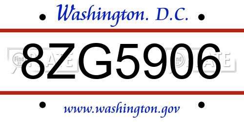 8ZG5906 District Of Columbia License Plate