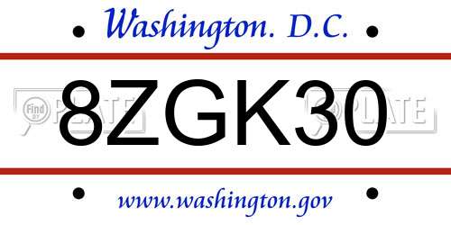 8ZGK30 District Of Columbia License Plate