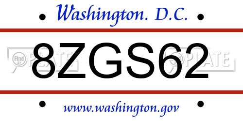 8ZGS62 District Of Columbia License Plate