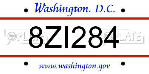 8ZI284 District Of Columbia License Plate