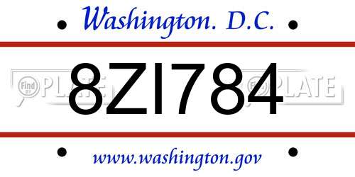 8ZI784 District Of Columbia License Plate