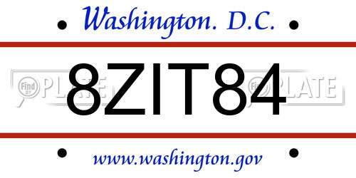 8ZIT84 District Of Columbia License Plate
