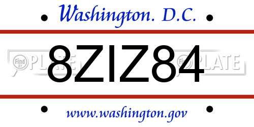 8ZIZ84 District Of Columbia License Plate