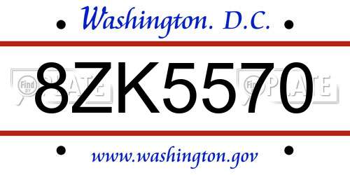 8ZK5570 District Of Columbia License Plate