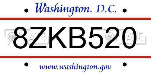 8ZKB520 District Of Columbia License Plate