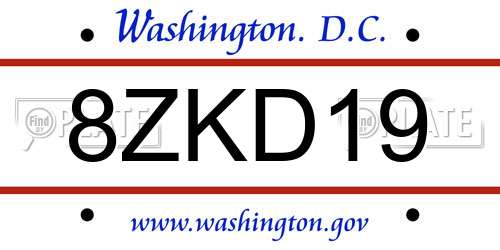 8ZKD19 District Of Columbia License Plate