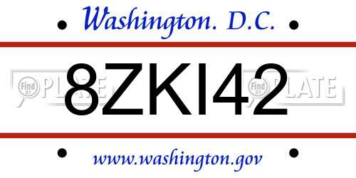 8ZKI42 District Of Columbia License Plate