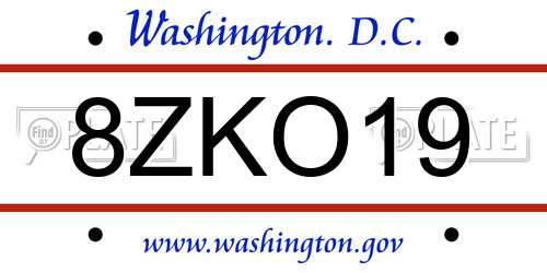 8ZKO19 District Of Columbia License Plate