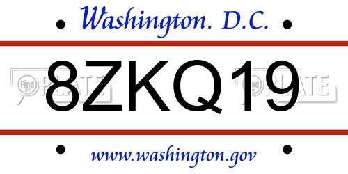 8ZKQ19 District Of Columbia License Plate